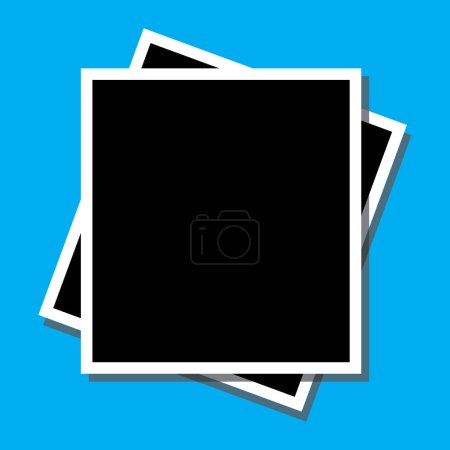 Ilustración de Set de 2 marcos de fotos vacíos negros con maqueta. Plantilla de marco de fotos en blanco y negro con sombras. vector realista marco en blanco aislado en blanco - Imagen libre de derechos