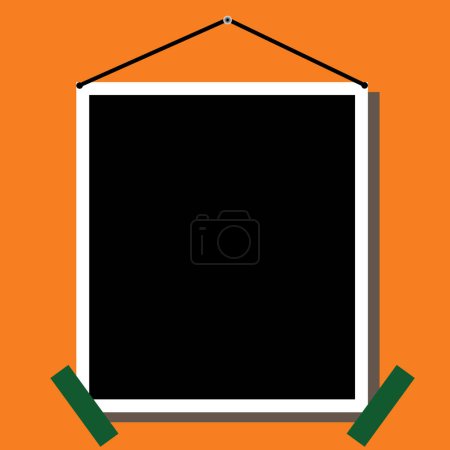 Illustration for Black blank picture frame, realistic vertical picture frame, A4. Empty brown picture frame mockup template isolated. Vector illustration - Royalty Free Image