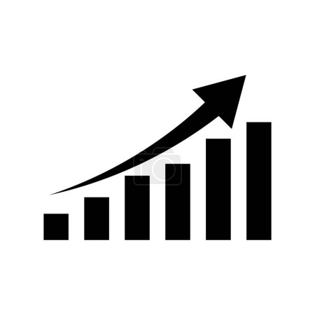 Illustration for Business graph icon. Chart flat illustration, Growing graph icon on white background. Finance icon, bar chart. Chart bar symbol for your web site design, logo, app, UI design. Digital graph - Royalty Free Image