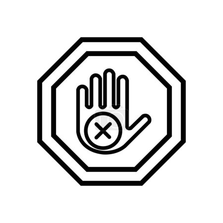 Téléchargez les illustrations : Ne touchez pas aux icônes de la main. icônes linéaires avec main d'arrêt, élément de conception de type logo doublé isolé. Manuel de l'utilisateur symbole standard. - en licence libre de droit