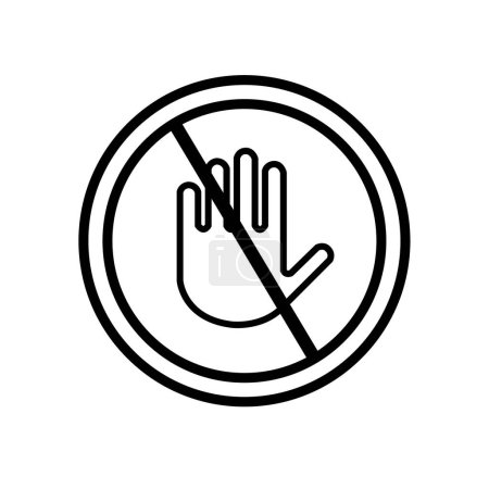 Illustration for Do not touch hand icons. linear icons with stop hand, Isolated lined logo type design element. User manual standard symbol. - Royalty Free Image