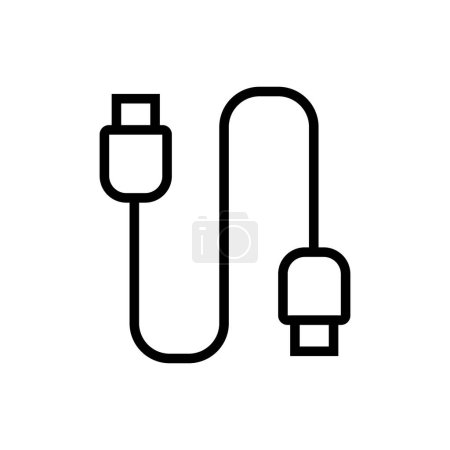 Illustration for USB Charger Cable Mobile Phone and Smartphone Icon usb cable Single Icon Graphic Design usb computer universal connectors: micro, lightning. Computer and mobile plugs design. Flat outline illustration - Royalty Free Image