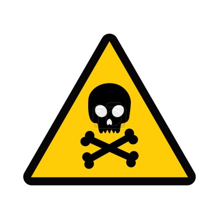 Ilustración de Señal de peligro con cráneo. Peligro triángulo símbolo de la muerte. Icono de advertencia tóxico, eléctrico o químico, - Imagen libre de derechos