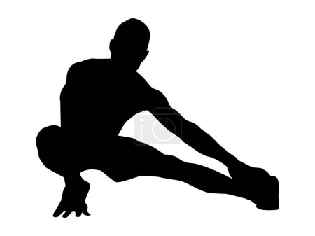 Illustration for Yoga poses silhouette, men action sport and yoga vector illustration, wellness and health care concept Good use for symbol, logo, web icon, mascot, sign, sticker. Work out - Royalty Free Image
