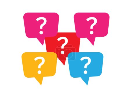 Illustration for Chat speech message bubbles with question marks. Forum icon. Communication concept. answer and question icon for asking, isolated on white background. - Royalty Free Image
