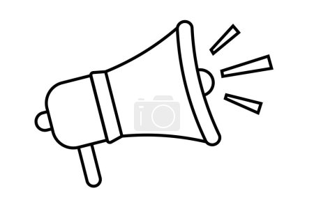Illustration for Marketing icon, Electric megaphone with sound or marketing advertising line art vector icon for apps and websites - Royalty Free Image