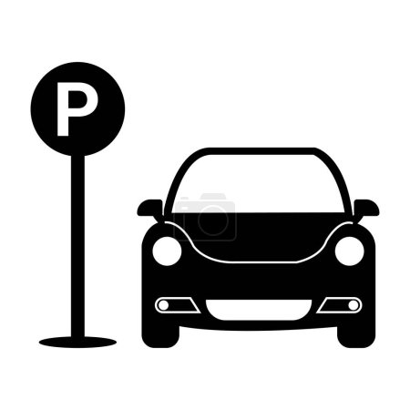 Illustration for Car parking icon. Parking space sign. Car park. Parking lot Vector icon isolated on white background. - Royalty Free Image