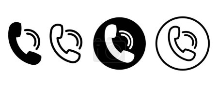 Téléchargez les illustrations : Icône d'appel téléphonique bouton, Contactez-nous signe de téléphone icônes de communication - en licence libre de droit