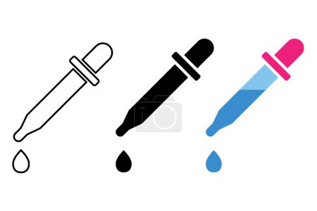 Dropper icon. Set of pipette icons, Tincture picker icon collection. Pipette signs set.