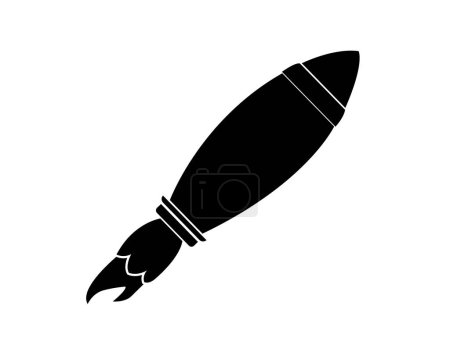 Illustration for Launch of a black silhouette rocket isolated on white background, Successful start concept. made of precious metal vector illustration. - Royalty Free Image