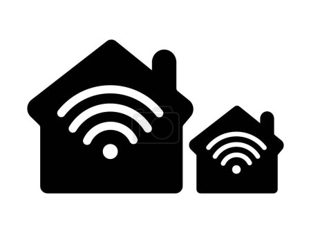 Ilustración de Icono de conectividad para el hogar inteligente, Símbolo Wi-Fi minimalista en un ambiente cálido, Comodidad de la tecnología vector negro. - Imagen libre de derechos