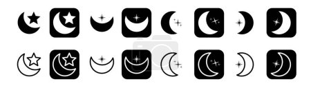 Illustration for Sun and moon icon vector day and night icon set, Screen brightness and contrast level signs and symbols, dark and light mode icons - Royalty Free Image