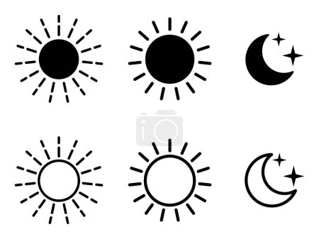 Foto de Icono de la luna del sol signo símbolo vector ilustración aislado sobre fondo blanco - Imagen libre de derechos