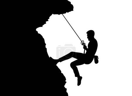 Foto de Silueta de un hombre escalando un acantilado - Imagen libre de derechos