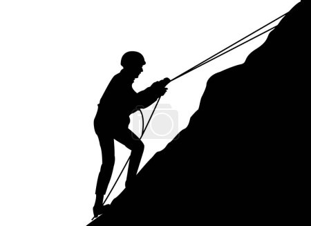 Foto de Escalador hombre silueta con cuerda - Imagen libre de derechos