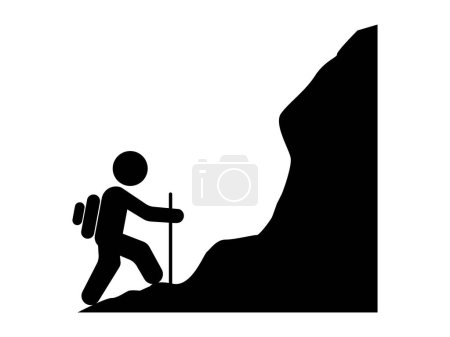 Illustration for Man climbing icon rock climber vector symbol in black filled, Rappelling icon set for web UI designs - Royalty Free Image