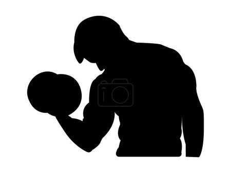 Illustration for Fitness Vector Gym Man Silhouette, Health and Wellness. gym man illustration, gym person vector, - Royalty Free Image