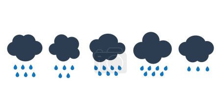 Foto de Conjunto de iconos de lluvia. Icono de vector de lluvia, símbolo de vector de nube de lluvia pesada en estilo lleno de negro. - Imagen libre de derechos