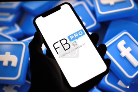 Photo for Indonesia - March 10th, 2024: Facebook pro logo with facebook logo in background, technology company. - Royalty Free Image