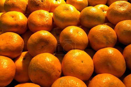 Photo for Pile of fresh and ripe tangerines, closeup - Royalty Free Image