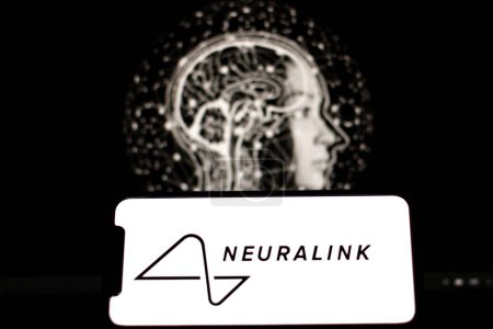 Photo for Indonesia-april 26th 2024: smartphone with the logo of Neuralink Corp, Neurotechnology company founded by Elon Musk. - Royalty Free Image