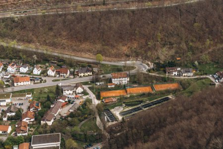 Top view of the german village Honau, Baden-Wuerttemberg, Germany. High quality photo