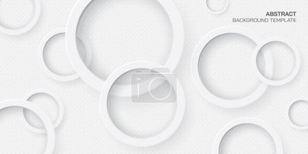 Weißes Holz freier unbeschichteter Papierhintergrund mit 3D-Kreis-Ring-Papier-Schnitt-Vektorillustration. Weißes Bondpapier Hintergrund mit Kreis-Ring.