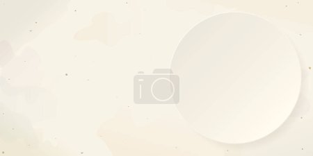 Illustration for 3D circle sheet on beige background with watercolor stained vector illustration have blank space. - Royalty Free Image