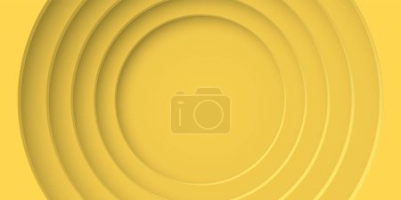 Illustration for Abstract three dimension circle frame 6 layers paper cut style on yellow background. - Royalty Free Image