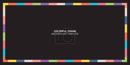 Illustration for Colorful rectangle frame template on black background. - Royalty Free Image