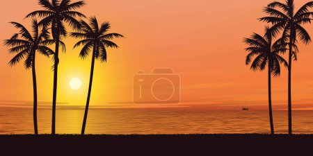 El mar azul tropical tiene chica surfista con tabla de surf en la playa diseño plano forma vertical vector ilustración. Viajar al Caribe concepto de mar tienen espacio en blanco.