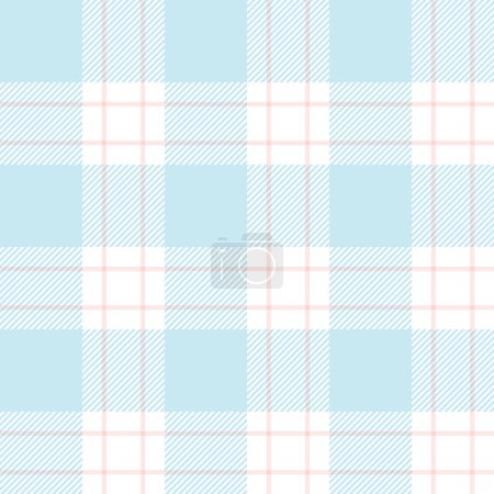Illustration for Tartan checked plaids light blue and pink colors. Seamless fabric texture pastel colors. - Royalty Free Image
