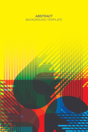 Illustration for Abstract illustration of vivid colors blending geometric punchy vector with yellow background and blank space. - Royalty Free Image