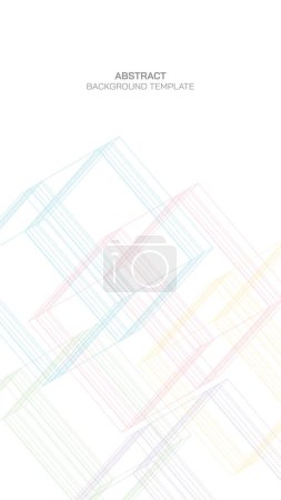 Abstract 1970's style colorful 3D outline square box on white background vertical shape have blank space.