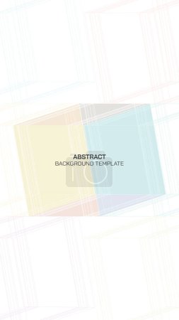 Abstrakte Pastellfarben der 1970er Jahre 3D quadratische Umrisse auf weißem Hintergrund vertikale Form.