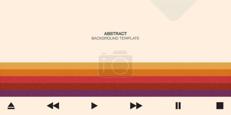 Abstract vector illustration background as a vintage video box with colorful strips and video player bottons.