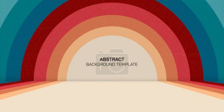 Estilo abstracto 1970 rayas coloridas círculo marco perspectiva vista. Círculo de pastel como un diseño retro etapa.