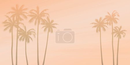 Pastel palm trees with vanilla sky background vector illustration. Summer traveling and party at the beach peach tone concept flat design with blank space.