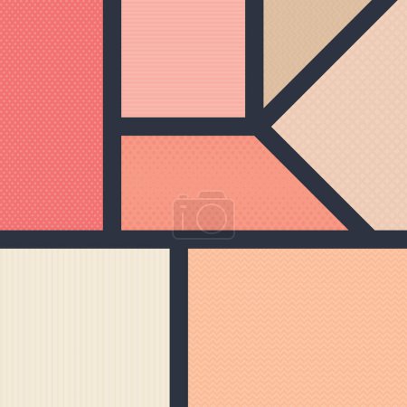 Abstract peachy and pink tone colors geometric shape with dark blue border vector illustration.