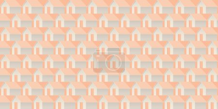 Abstracto peachy casa geométrica diseño plano sin costuras patrón vector ilustración.