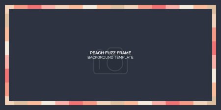 Illustration for Peachy fuzz rectangle frame template on dark blue background. - Royalty Free Image