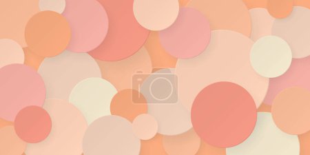 Téléchargez les illustrations : Fuzz pêche et fond rose avec illustration vectorielle de style de coupe de papier feuille de cercle 3D. - en licence libre de droit