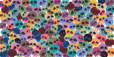 Illustration for Colorful various funny skull childish style background vector illustration. - Royalty Free Image