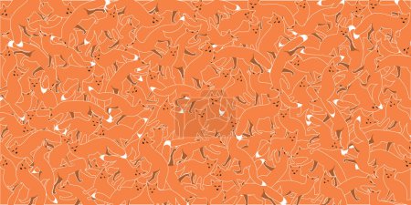 Ilustración de Diversas acciones del gráfico de zorro con contorno de color blanco en la ilustración de vectores de fondo naranja. - Imagen libre de derechos