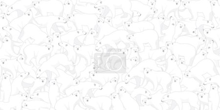 Illustration for Polar bear pattern with gray color outline childish style on white background vector illustration. - Royalty Free Image