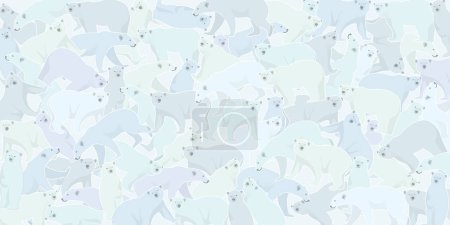 Téléchargez les illustrations : Ours polaire motif fond monochromatique de bleu clair et vert avec illustration vectorielle de contour de couleur blanche. - en licence libre de droit