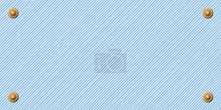 Illustration for Denim blue jean textile faded condition background with brass pins frame vector illustration. - Royalty Free Image