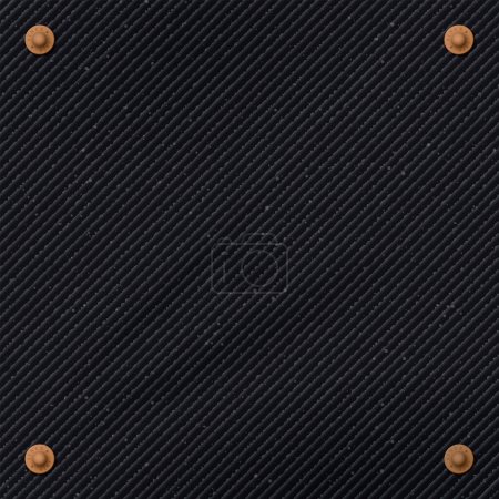 Ilustración de Denim jean patrón textil de color negro sobre fondo cuadrado con pines de latón vector ilustración. - Imagen libre de derechos