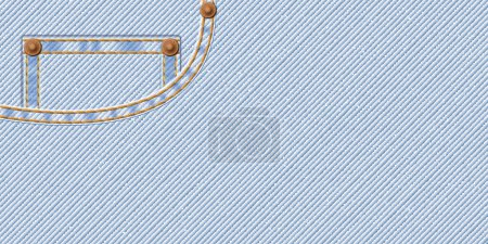 Illustration for Denim blue jean faded condition textile pattern background with pocket, gold seams, crease and brass pins vector illustration. - Royalty Free Image