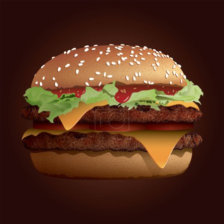 Téléchargez les illustrations : Maison double chessburger vue de côté isolé sur fond brun illustration vectorielle. - en licence libre de droit
